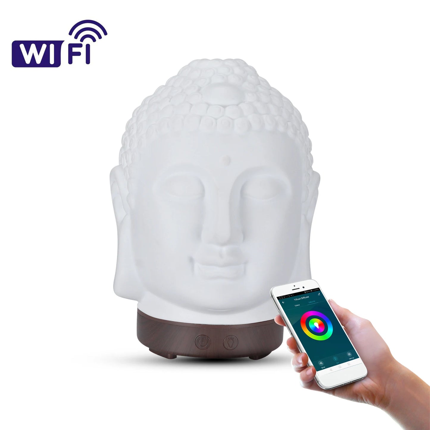 Smart Buddha Aroma-Diffusor mit WLAN & LED – Duft, Licht & Harmonie für dein Zuhause