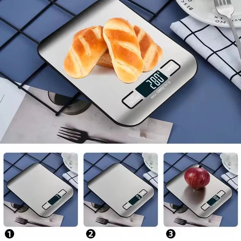 Digitale Küchenwaage aus Edelstahl mit LED-Display – 1g-Präzision, minimalistisches Design für Kochen, Snacks & Wohlbefinden