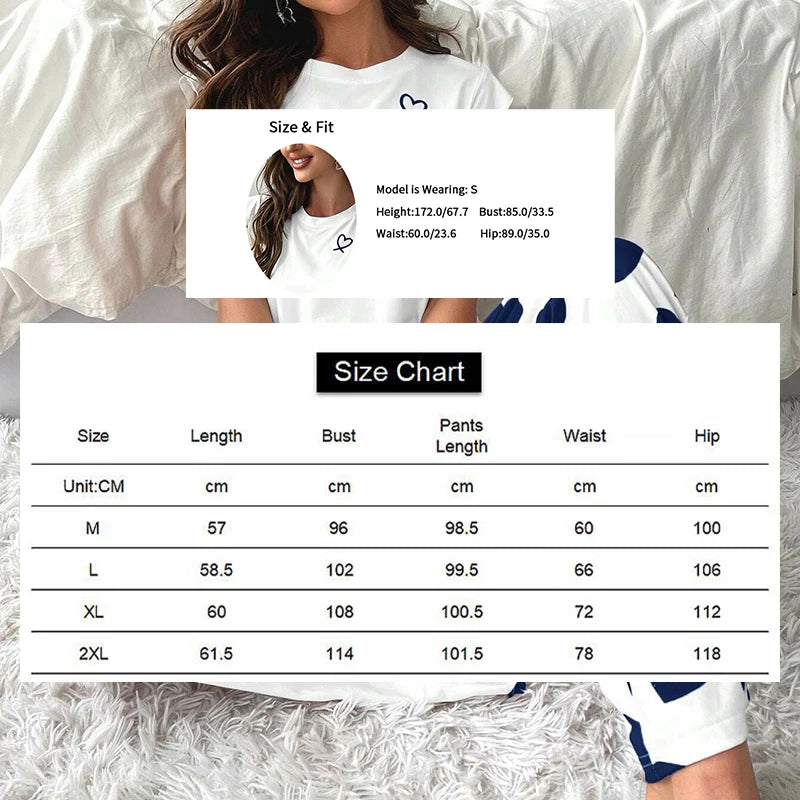 Zweiteiliges Pyjama-Set mit Herz-Print – Bequem & süß für Herbstnächte