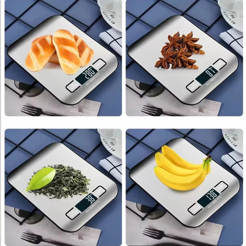 Digitale Küchenwaage aus Edelstahl mit LED-Display – 1g-Präzision, minimalistisches Design für Kochen, Snacks & Wohlbefinden