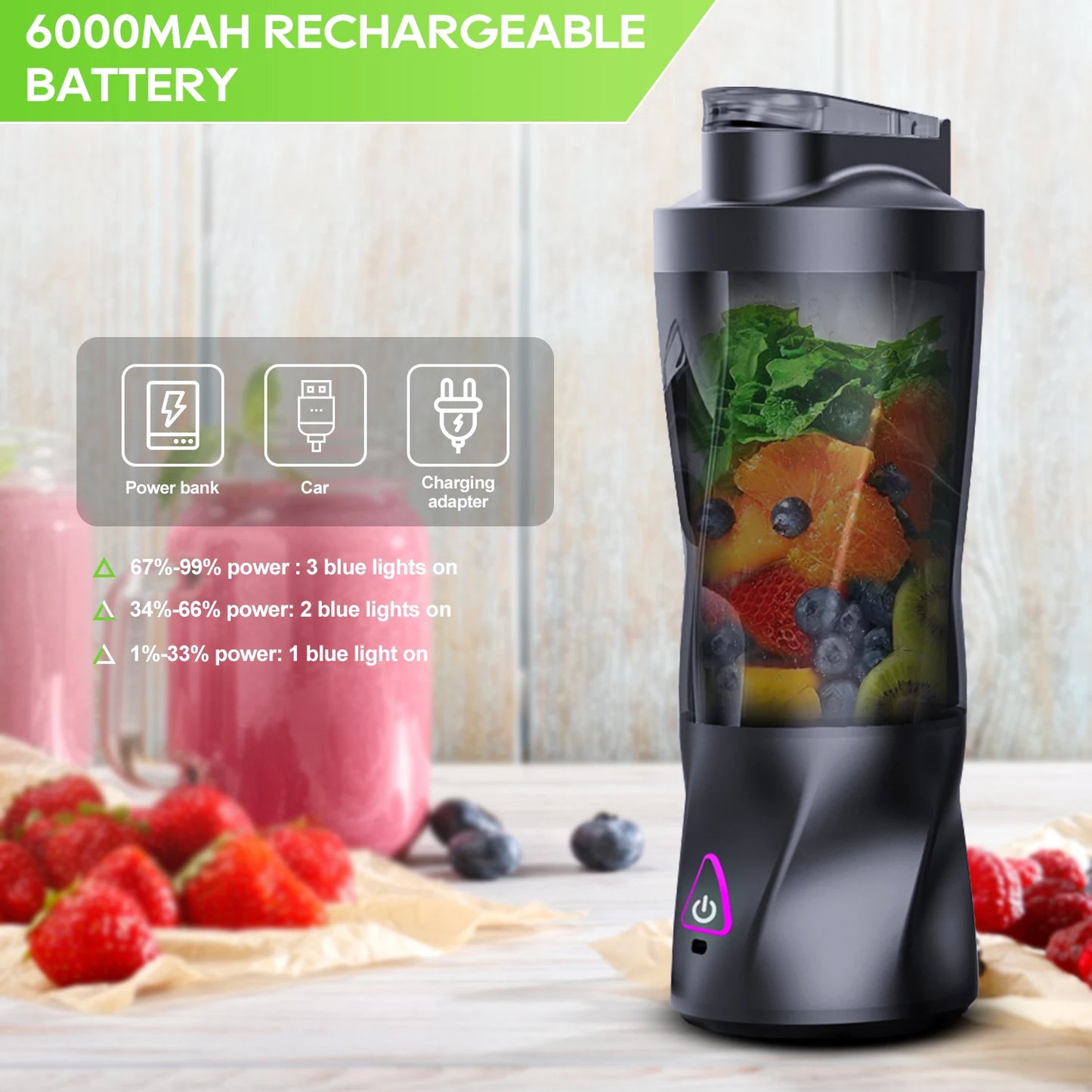 KIRAINAFLY HD-10 Personal Blender – Kabelloser 360W-Mixer für Smoothies, Shakes & unterwegsutdoor Mixing Cup