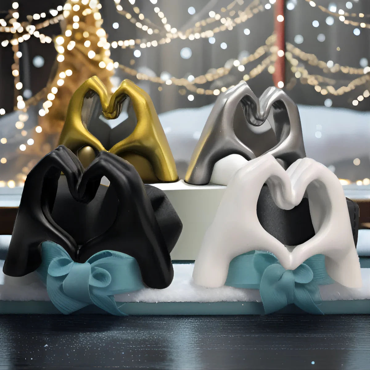 Goldene "Love"-Handskulptur aus Harz – Klassisches Design für stilvolle Wohnräume