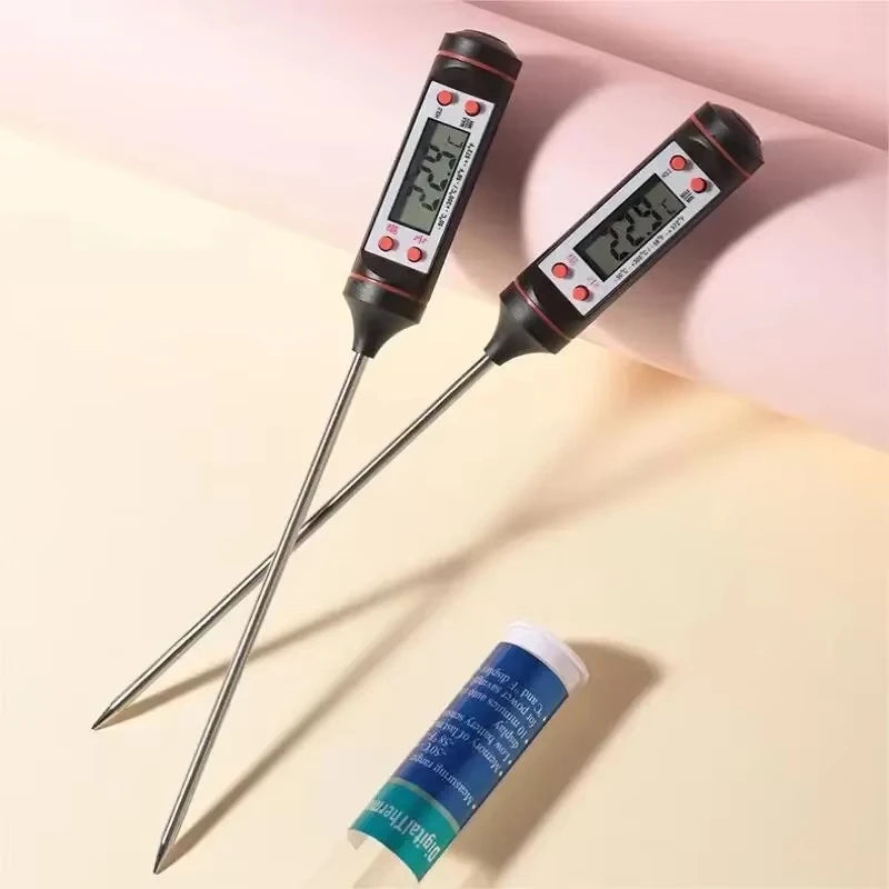 Digitales Küchenthermometer mit Edelstahlsonde – Präzise Sofortanzeige für Fleisch, Ofen, Tee & gesundes Kochen
