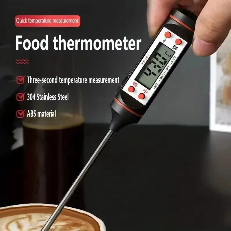 Digitales Küchenthermometer mit Edelstahlsonde – Präzise Sofortanzeige für Fleisch, Ofen, Tee & gesundes Kochen