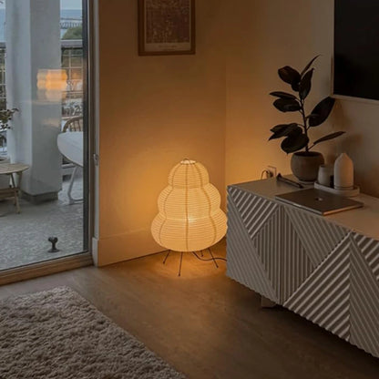 „Japanische LED-Reispapier-Tischlampe – Stilvolle Deko mit 3-Farb-Dimmung | Für Wohnzimmer, Schlafzimmer & Hotelambiente“