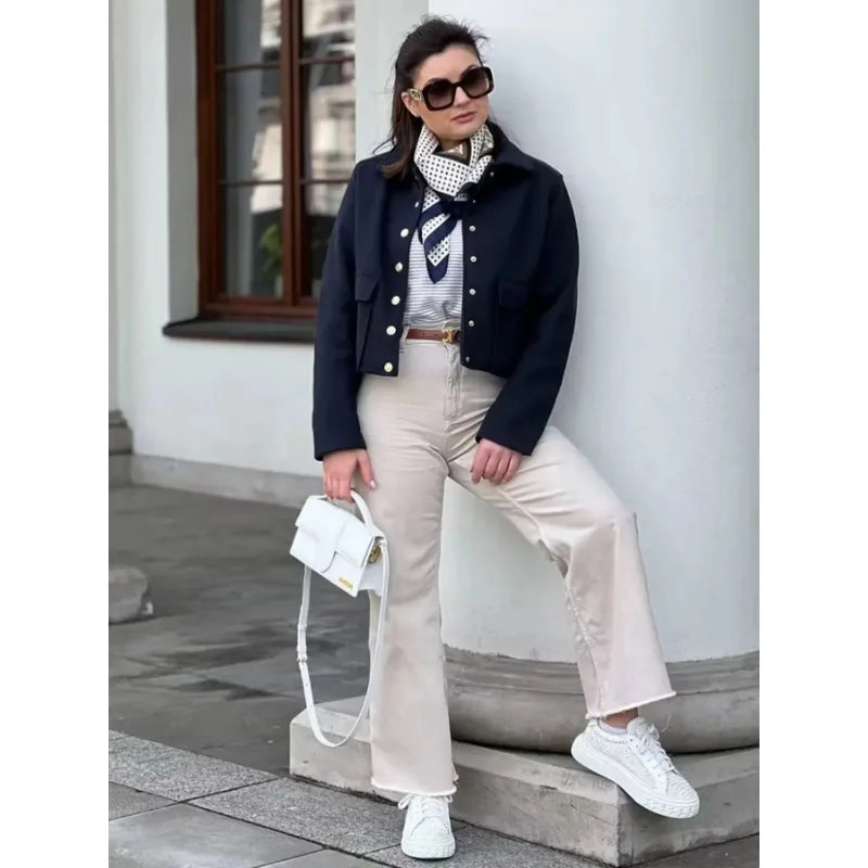 Trendige Aviator-Crop-Jacke für Damen – Stil
