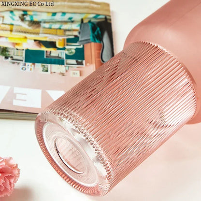 Rosa Matt Textur Glas Vase Moderne Minimalistischen Kreative Zylindrischen Hydrokultur Blume Anordnung Zubehör Hause Dekoration