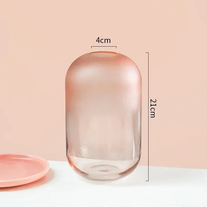 Rosa Matt Textur Glas Vase Moderne Minimalistischen Kreative Zylindrischen Hydrokultur Blume Anordnung Zubehör Hause Dekoration