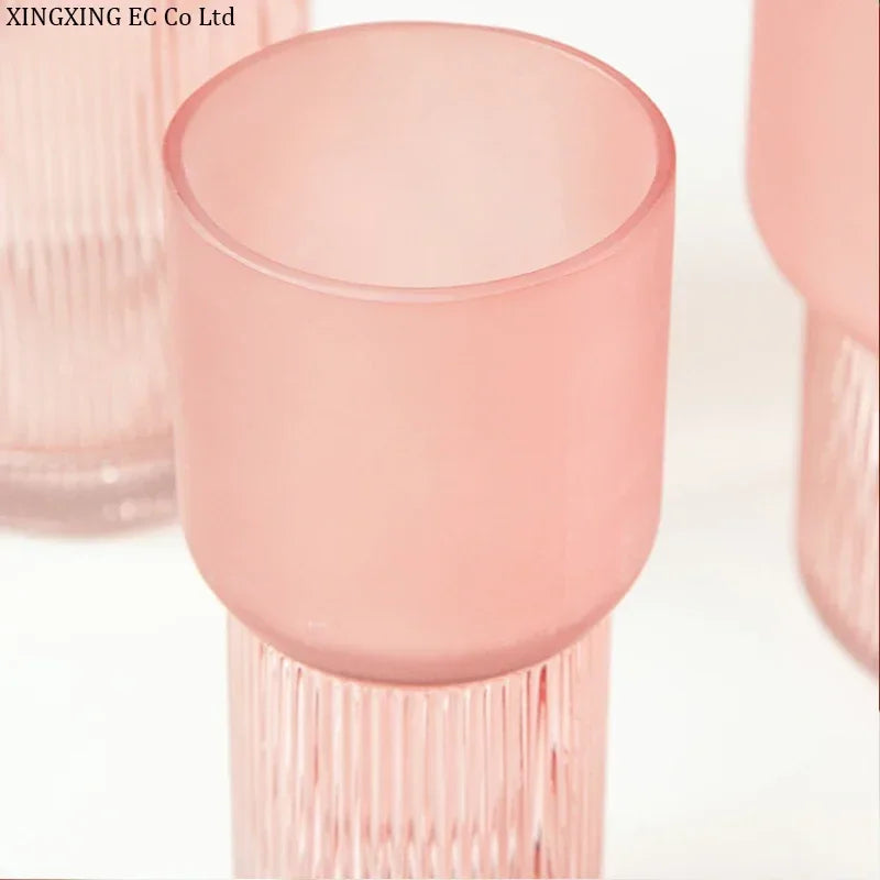 Rosa Matt Textur Glas Vase Moderne Minimalistischen Kreative Zylindrischen Hydrokultur Blume Anordnung Zubehör Hause Dekoration