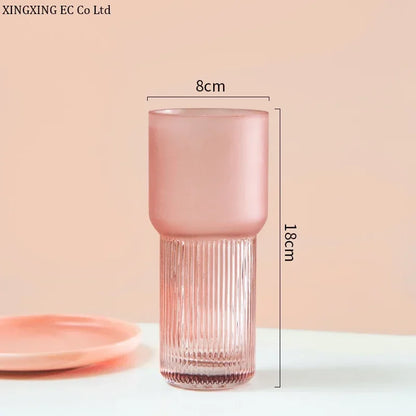 Rosa Matt Textur Glas Vase Moderne Minimalistischen Kreative Zylindrischen Hydrokultur Blume Anordnung Zubehör Hause Dekoration