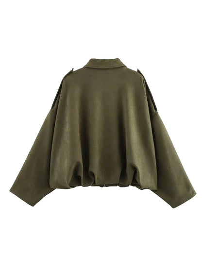 Oversized Bomberjacke aus Wildleder – Frühlingsfrisch in Grün (2025 Edition)