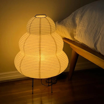 „Japanische LED-Reispapier-Tischlampe – Stilvolle Deko mit 3-Farb-Dimmung | Für Wohnzimmer, Schlafzimmer & Hotelambiente“