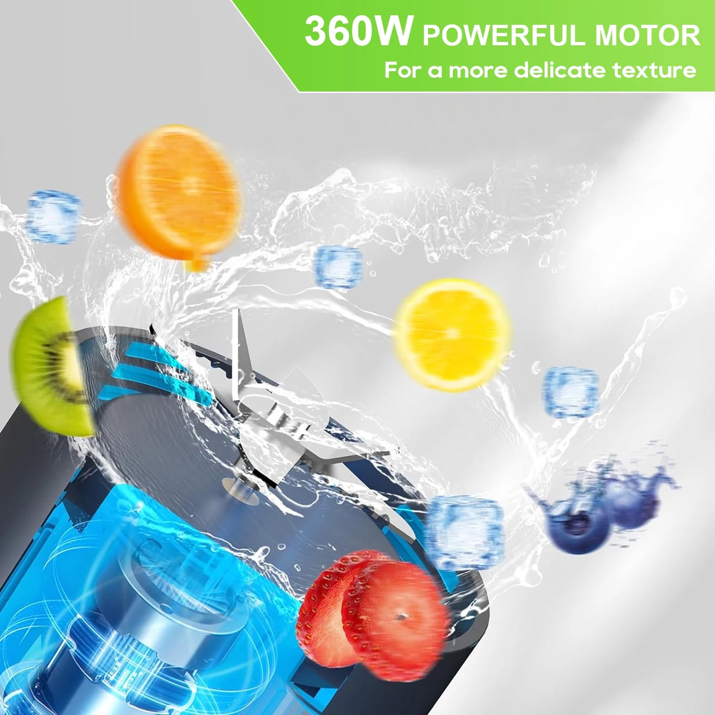 KIRAINAFLY HD-10 Personal Blender – Kabelloser 360W-Mixer für Smoothies, Shakes & unterwegsutdoor Mixing Cup