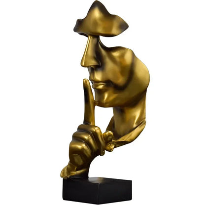 "Denker-Skulptur – Abstrakte Figur 'Schweigen ist Gold' für Wohnzimmer & Büro"